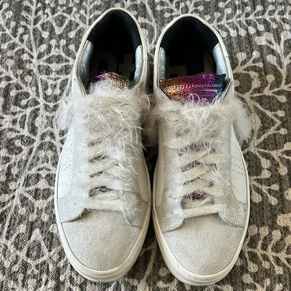 P448 Thea rainbow glitter fuzzy shoelace sneakers - Picture 2 of 11